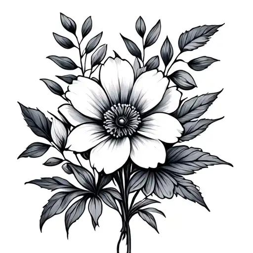 Flower Bouquet Fine Line