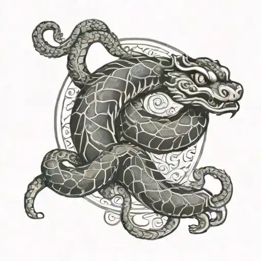 Chinese Year Of The Snake Combine With Zodiac Leo Simple Behind The Ear