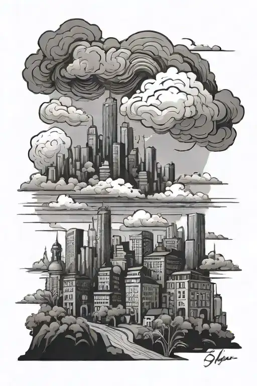 Cloudy Background City Scape Scene