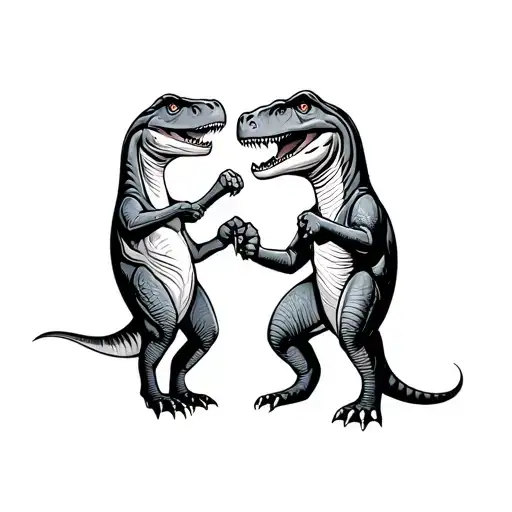 Two Dino Friends Give Each Other A Fist Bumping