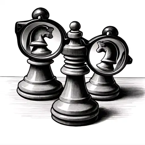 Two Pawns From Chess With One Pawn In Each Lens Of A Pair Of Glasses