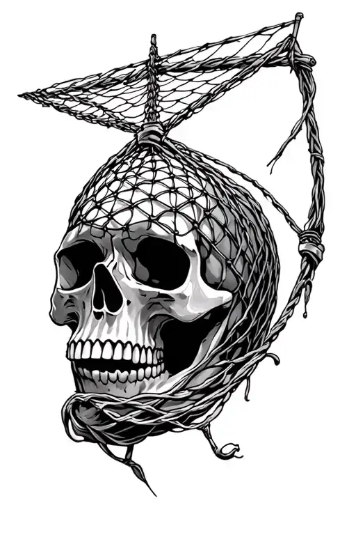 Trawl Boat Fishing Skull Net Intertwined