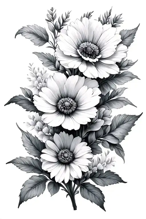 Birth Flowers M Joined Together