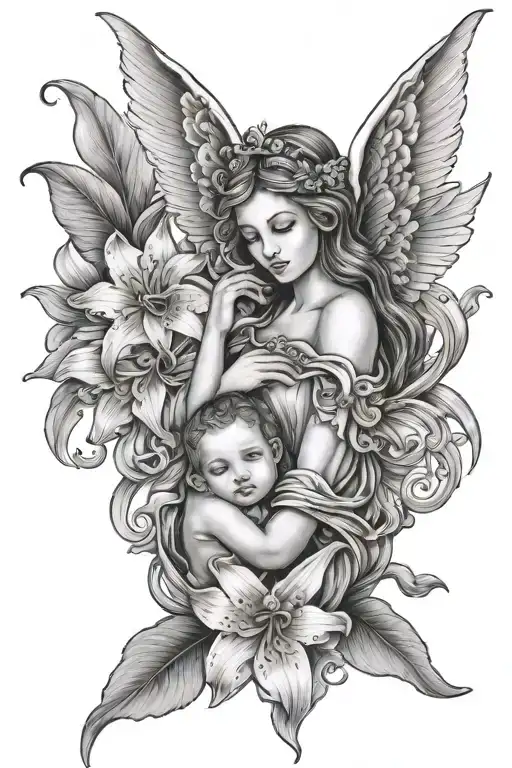 Lily With Baby Angel