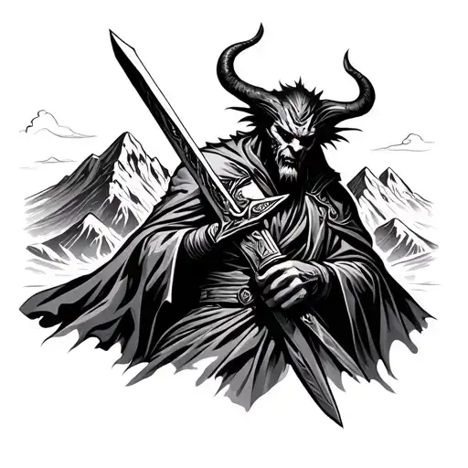 Demon Half Mafia Man With Sword Surrounded My Mountain Range