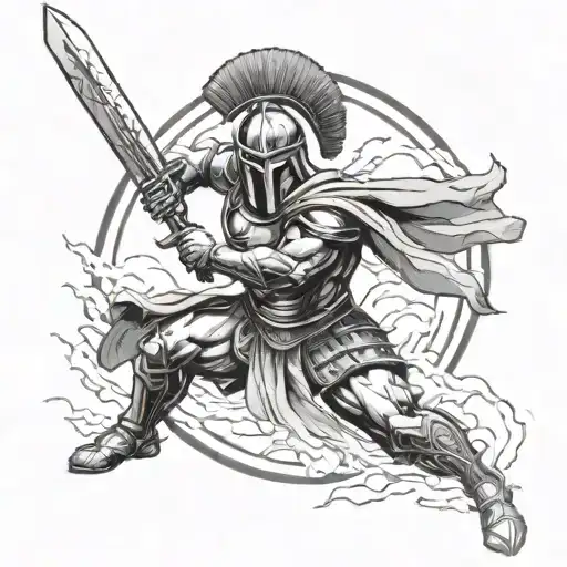 Spartan Warrior Wielding A Sword