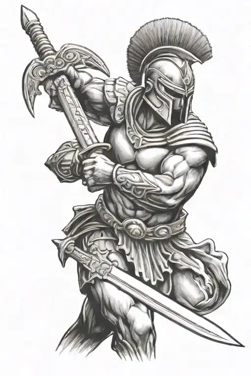 Spartan Warrior Wielding A Sword