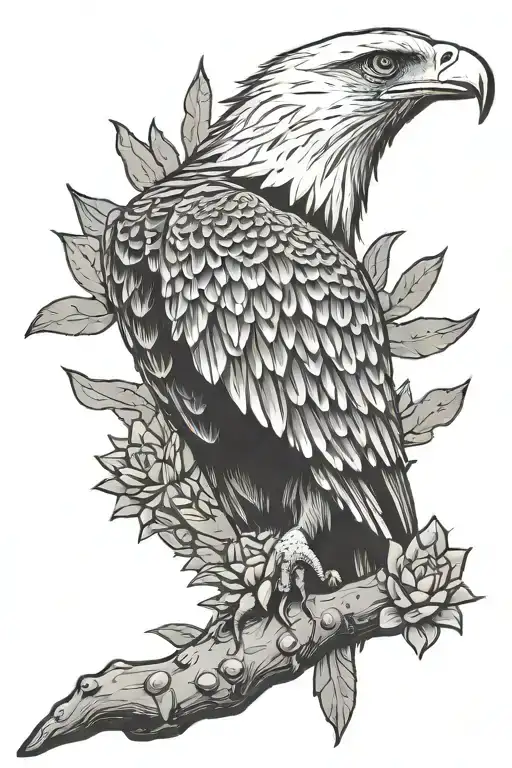 Eagle Perched On Cactus