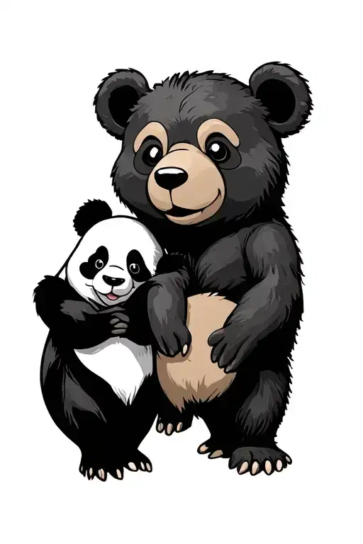 Create A Tattoo With A Bear And A Panda And A Pikachu On The Same Line