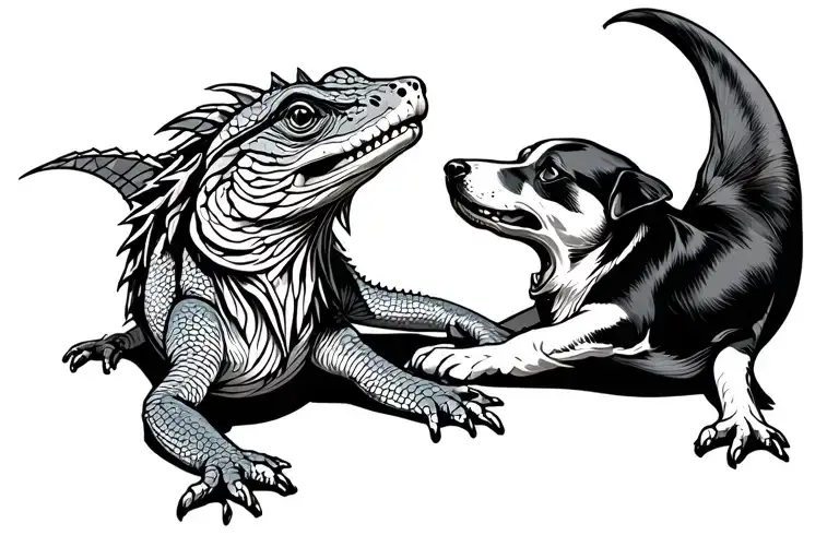 Bearded Dragon And Dog Playing