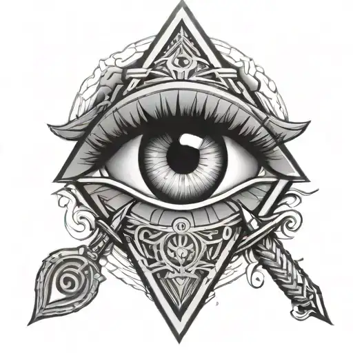Illuminate Eye In Triangle With Sword Piercing