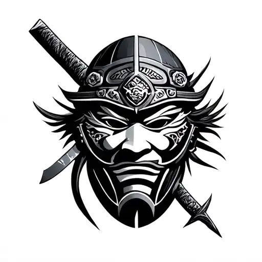 Samurai Mask And Knife