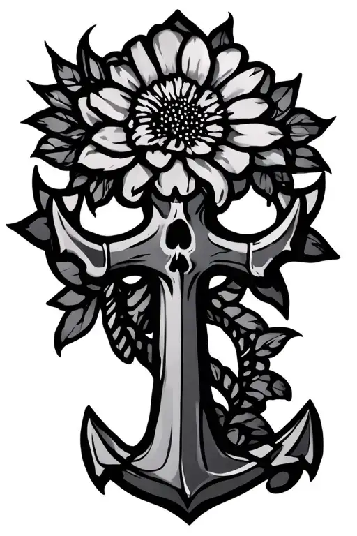 Skull Flower Cross Anchor Stained Glass