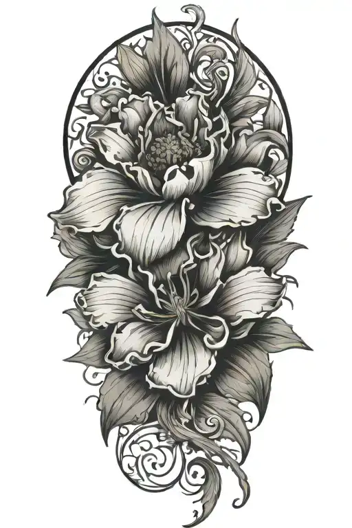 Violet Marigold Lily Peony Flower Wrapped