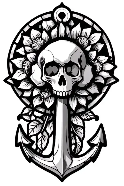 Skull Flower Cross Anchor Stained Glass