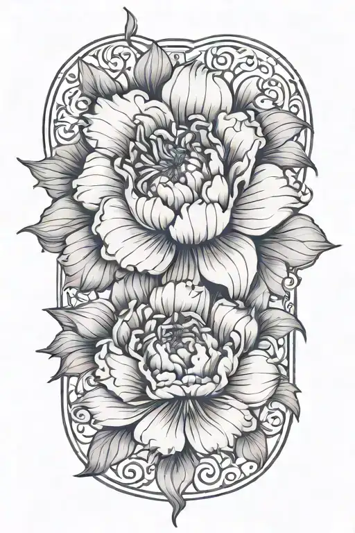 Violet Marigold Lily Peony Flower Wrapped