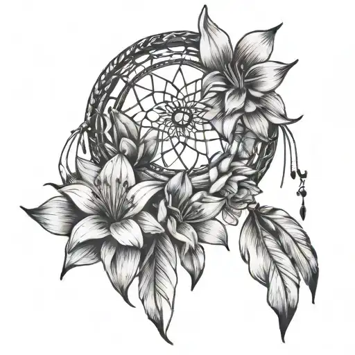 Dream Catcher And Lily Flower