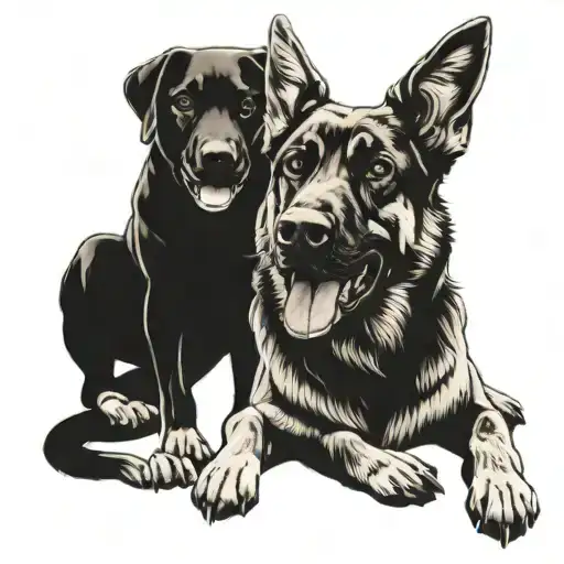 Angry Labrador And German Shepherd Together