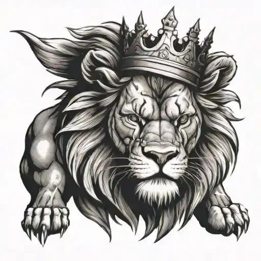 Angry Lion With Crown