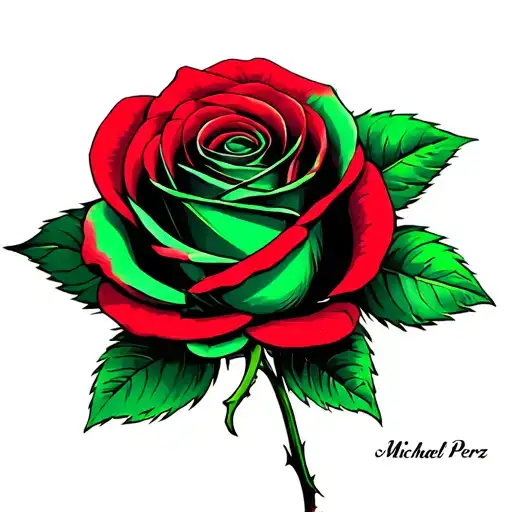 A Rose That's Green And Red With My Dads Name As The Stem Michael Perez