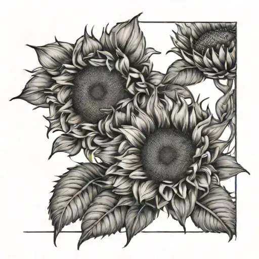 Sunflowers Growing Inside Lion Heart