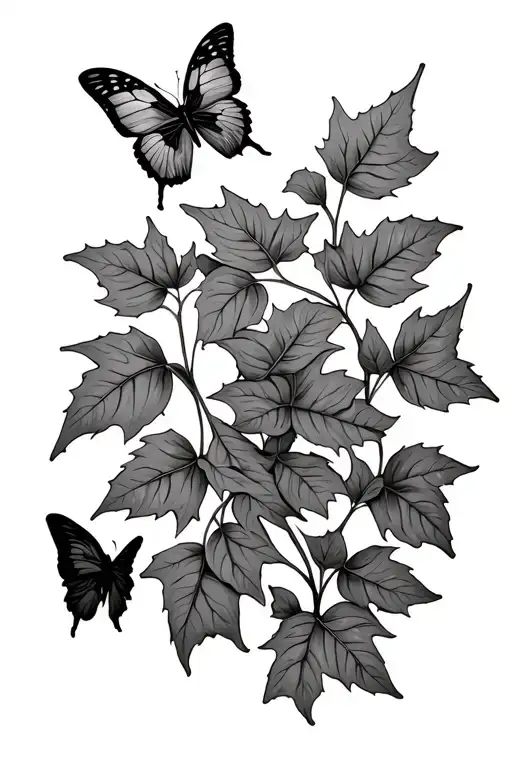 Ivy Leaf And Butterfly