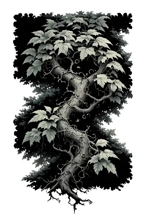 Thick Vines Starting Small Then Growing Larger To Surrounding A Forest