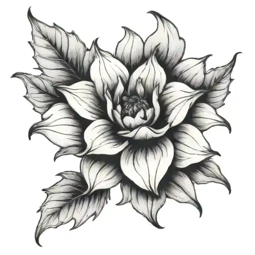 Black Dahlia Flower With Stem