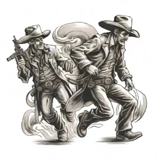Two Cowboy Ghosts Having A Shootout