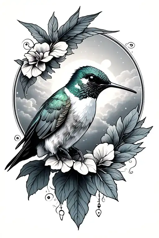 Hummingbird In Heaven With Drug Awarness Ribon