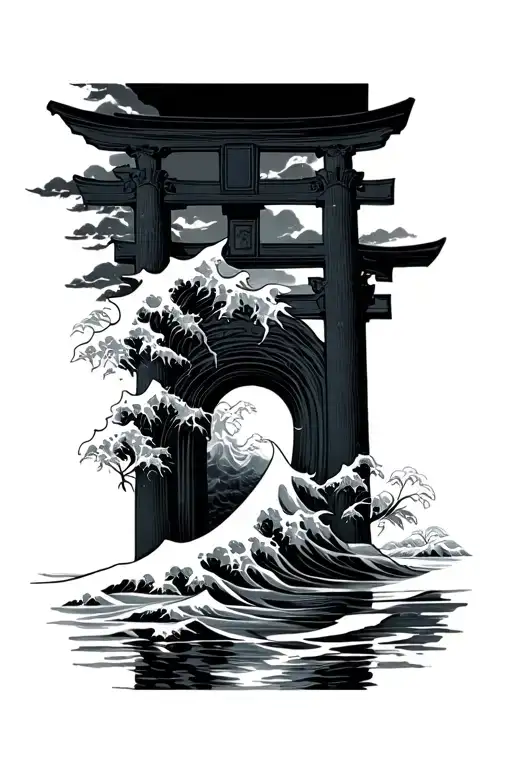 Take Me Back To Eden Album Cover With A Tori Gate Great Wave