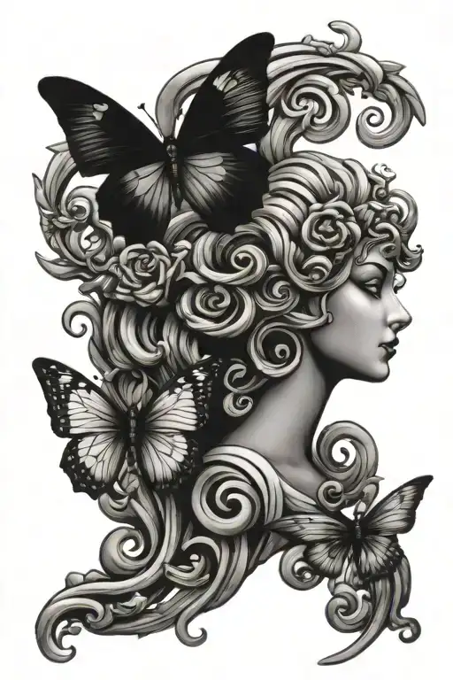 Semi Colon Butterfly And Medusa Head