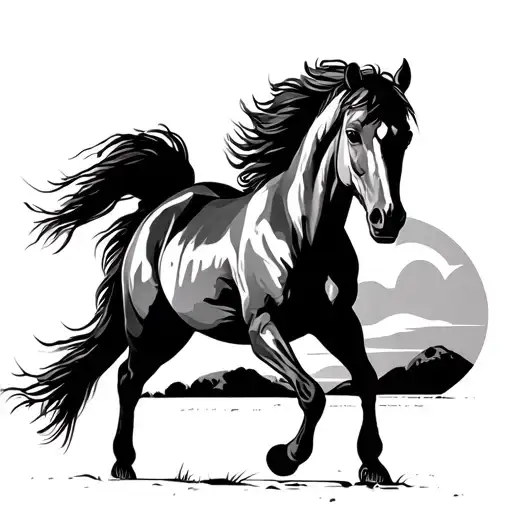 Horse Walking Into Sunset