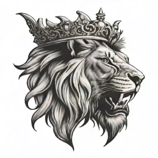 Roaring Lion Head With Crown