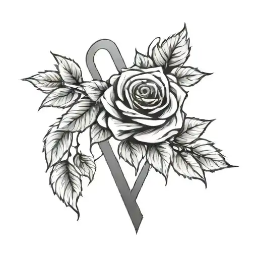 Roman Numerals And Roses Intertwined