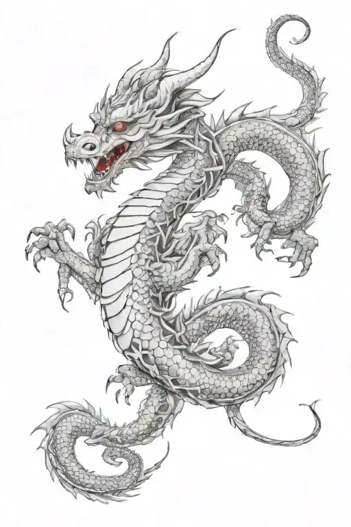 All White Japoanese Style Dragon Wrapped