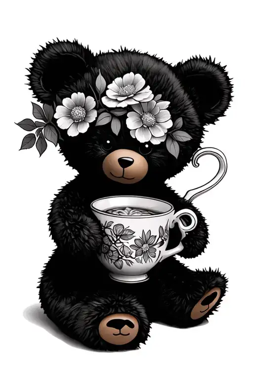 Tea Cup Flowers Teddy Bear