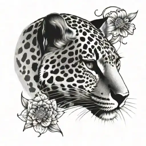 Leapord Print Without The Body With 2000'S Look And Lotus Flower