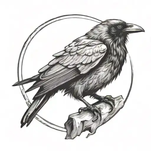 Raven Sitting Facing Left