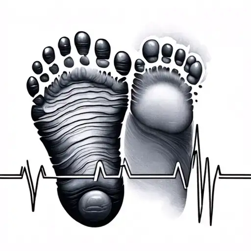 Baby Footprint And Ekg Line