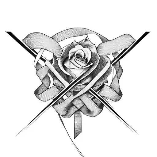 Cancer Ribbon And Cross And Roses