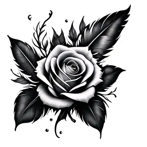 Feather And Rose Intertwined