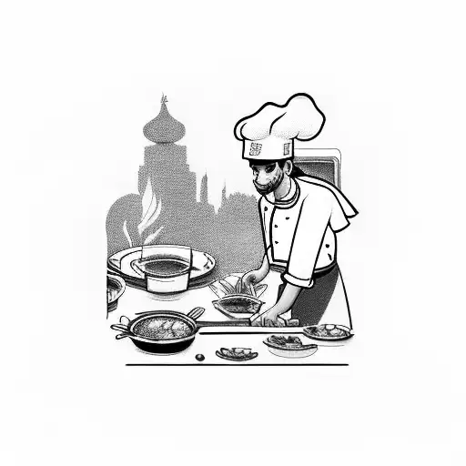 Chef Cooking In A Park At Night