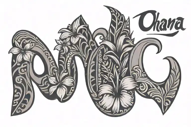 The Word Ohana Hawaiian Theme