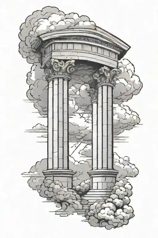 Classic Roman Arch With Cloudy Thunderstorm Back Ground