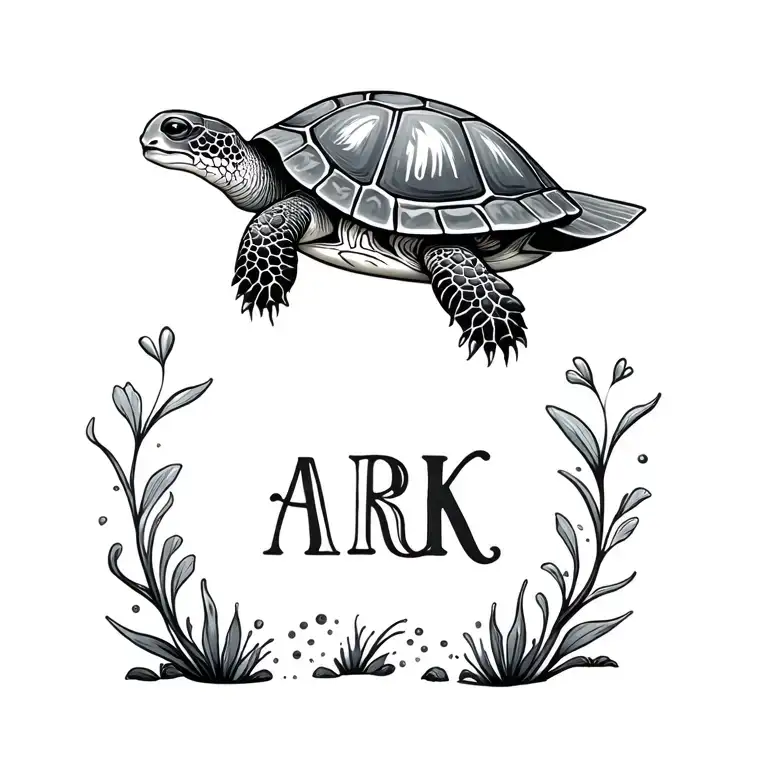 Ark Written In Sea Turtle Happy Face