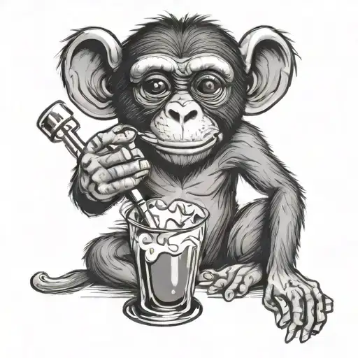 Monkey Having Alcoholic Drink