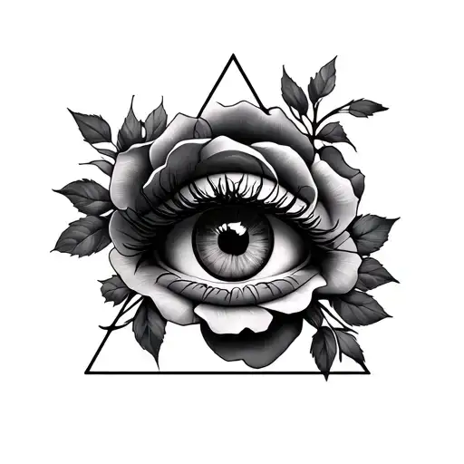 Illuminate Eye In Triangle Rose With Cross