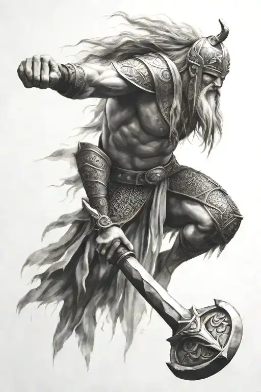 Perun Slavic God Thunder War Masculinity Dominance Hammer Strength