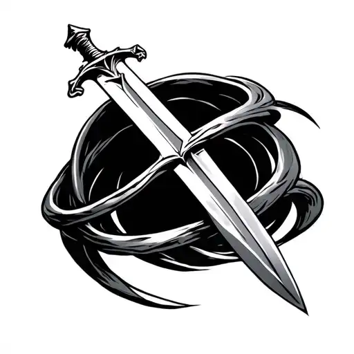 Lord Of The Rings One Ring Line Circling Anduril Sword